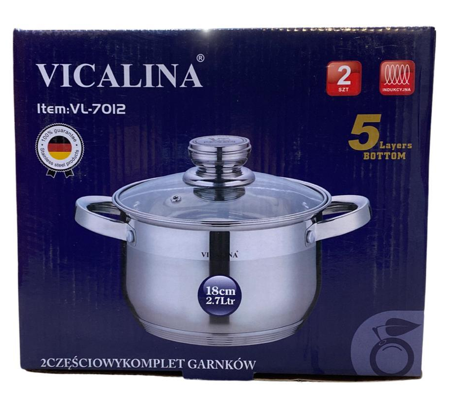 Кастрюля VICALINA из нержавеющей стали 18см 2,7л. - VL-7012 (6шт)