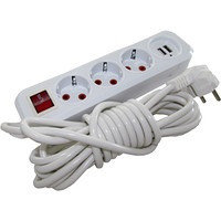 Удлинитель с тремя гнездами и с разъемом для USB-кабеля BH-50117 (60шт)