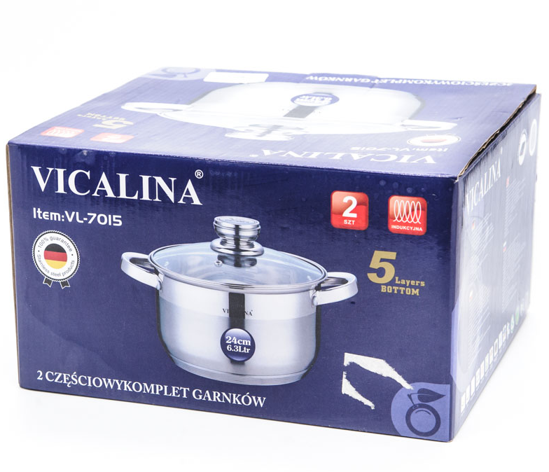 Кастрюля VICALINA из нержавеющей стали 6,3л 24см. - VL-7015 (6шт)